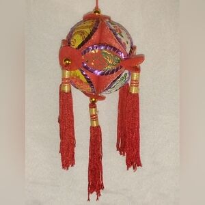 Hand stitch Chinese lovers throwing ball tassels multi color vintage lots detail